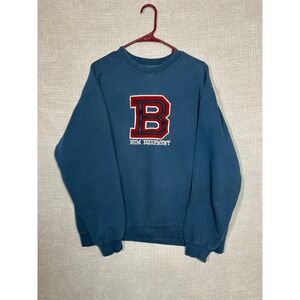 Vintage Bum Equipment B Block Letter Sweatshirt Blue Crew Neck Men's M
